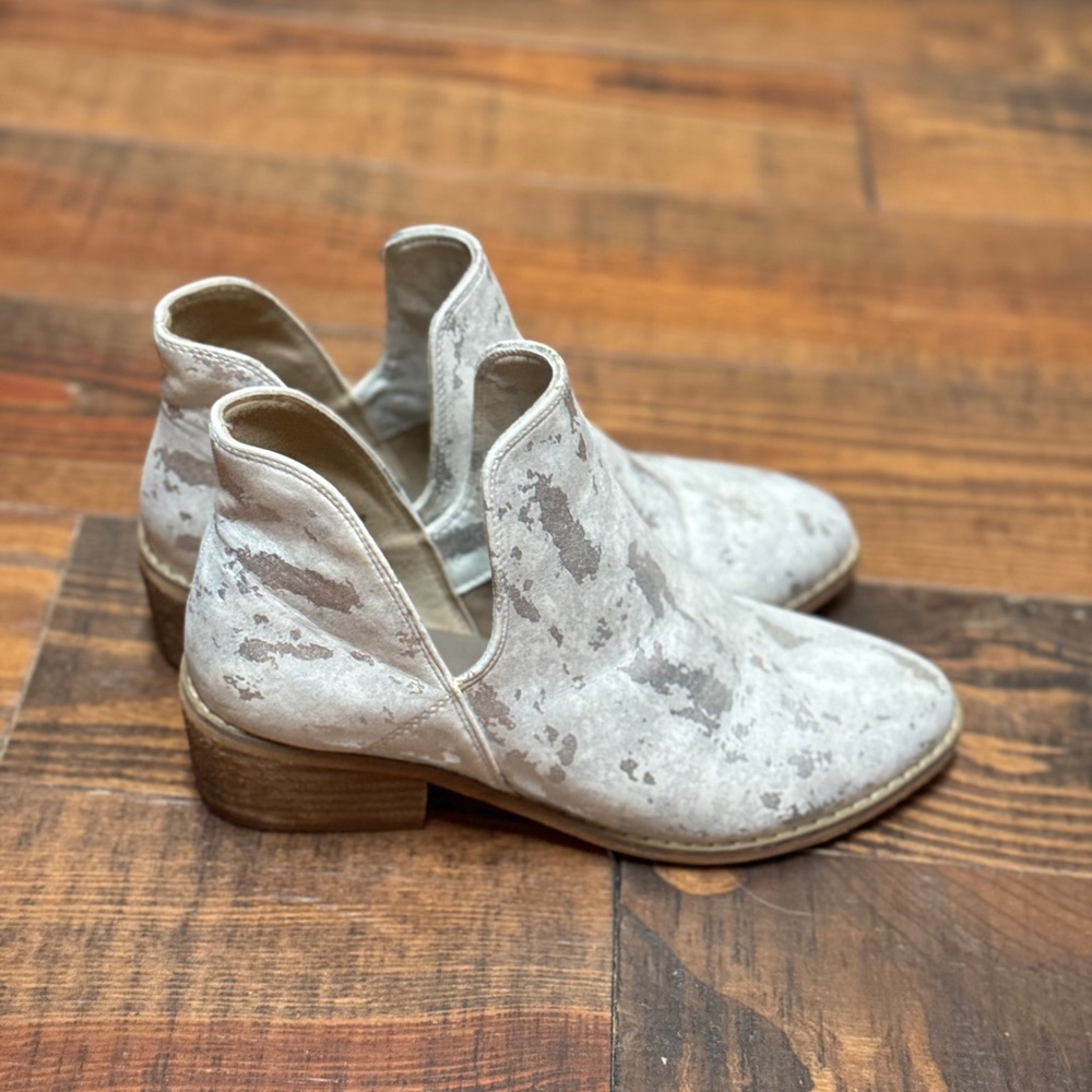 Corkys Gray Ankle Booties with Distressed Suede